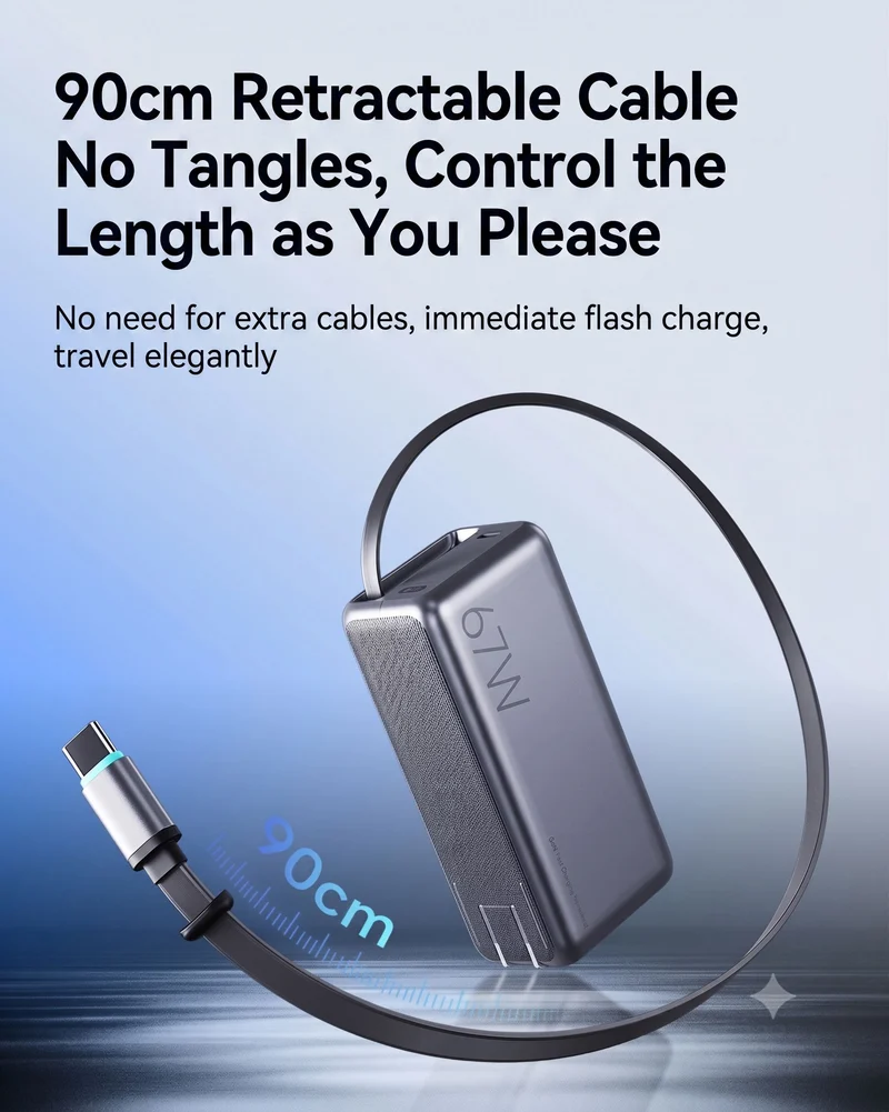 MIIIW Miwu Energy Column 3-in-1 MC510 Pro 67W MAX High Power | New Generation Gallium Nitride | Suspended Retractable Cable