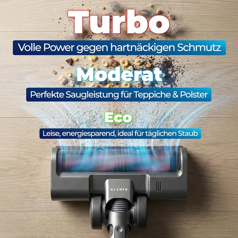 Akkustaubsauger 460 Watt | Kabelloser 2-in-1 Staubsauger mit bis zu 60 Minuten Laufzeit