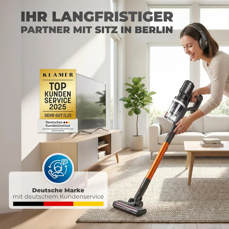 Akkustaubsauger 460 Watt | Kabelloser 2-in-1 Staubsauger mit bis zu 60 Minuten Laufzeit