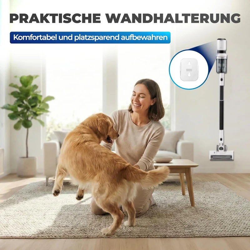 Akkustaubsauger 460 Watt | Kabelloser 2-in-1 Staubsauger mit bis zu 60 Minuten Laufzeit