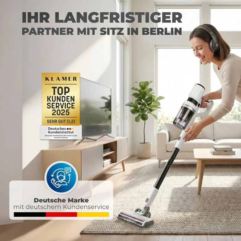 Akkustaubsauger 460 Watt | Kabelloser 2-in-1 Staubsauger mit bis zu 60 Minuten Laufzeit
