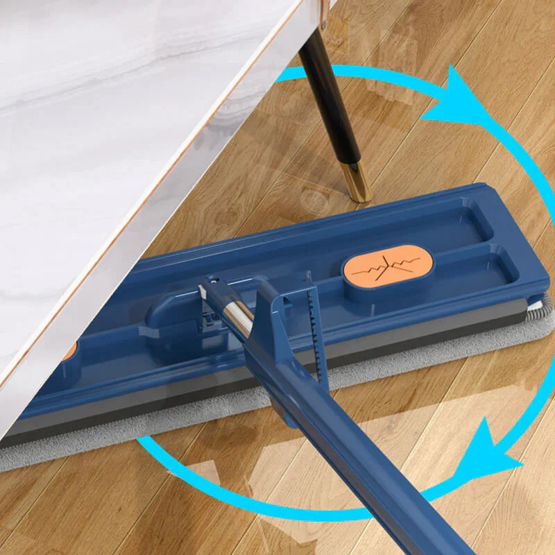 Flachmopp mit Selbstwringfunktion | 360° Drehkopf & Mikrofaser | Handfreies Wischen für alle Bodenarten
