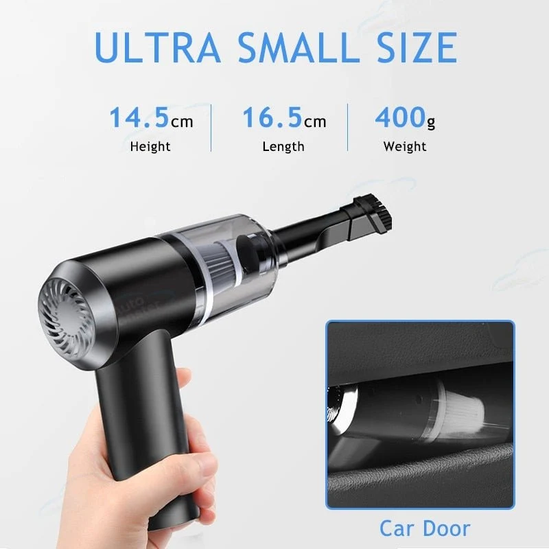 Kabelloser Auto-Handstaubsauger 9000 Pa | Mini Akkustaubsauger mit Edelstahlfilter | Kompakt für Auto & Haushalt