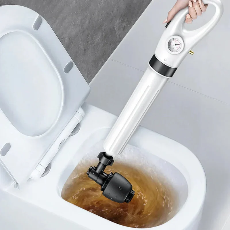 Professioneller Hochdruck-Rohrreiniger | Druckluft Abflussreiniger für WC, Waschbecken & Rohre | Inklusive 4 Aufsätze
