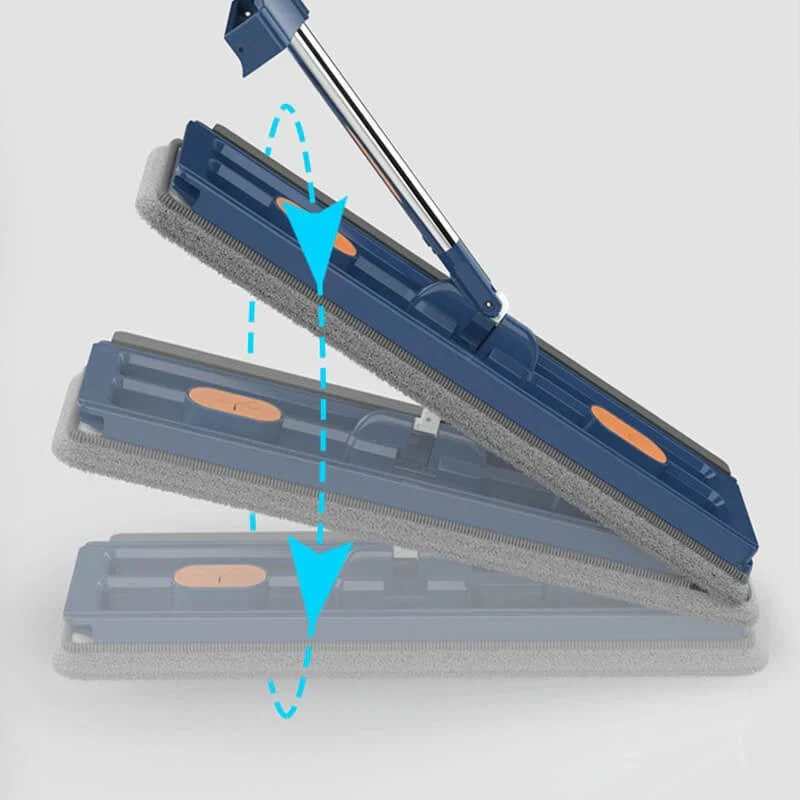 Flachmopp mit Freihand-Auswringsystem | 360° Bodenwischer mit Mikrofaserpad | Für Parkett, Fliesen & Laminat