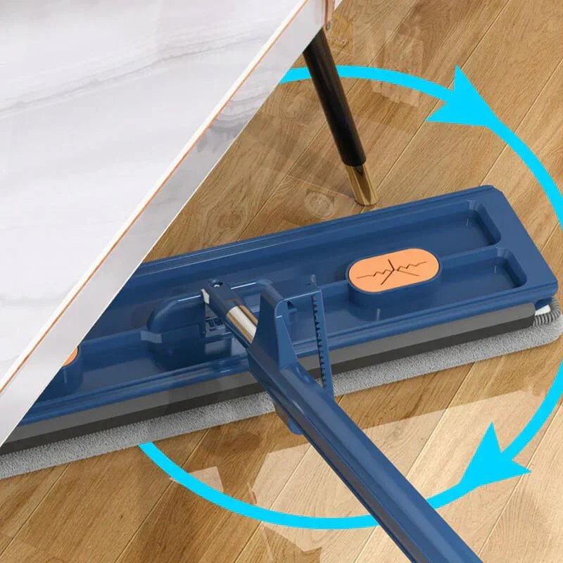 Flachmopp mit Freihand-Auswringsystem | 360° Bodenwischer mit Mikrofaserpad | Für Parkett, Fliesen & Laminat