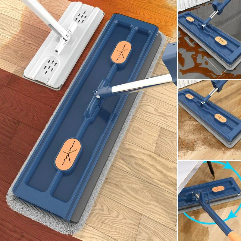 Flachmopp mit Freihand-Auswringsystem | 360° Bodenwischer mit Mikrofaserpad | Für Parkett, Fliesen & Laminat