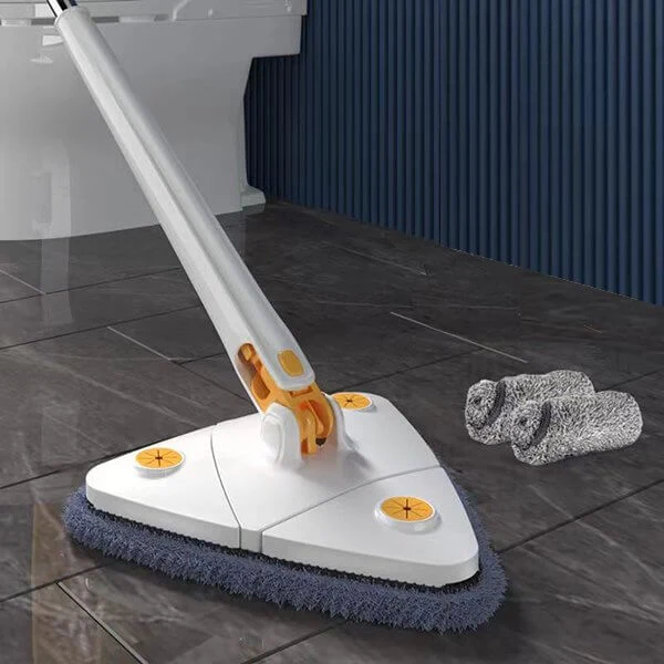 Dreieckiger Bodenwischer mit 360° Drehkopf | Mikrofaser Wischmop Set für Ecken & unter Möbeln | Teleskopstiel bis 130 cm