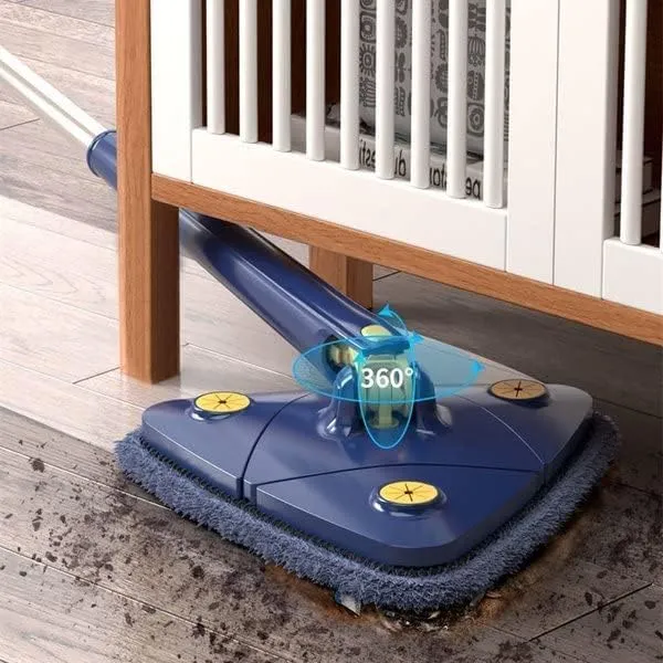Dreieckiger Bodenwischer mit 360° Drehkopf | Mikrofaser Wischmop Set für Ecken & unter Möbeln | Teleskopstiel bis 130 cm