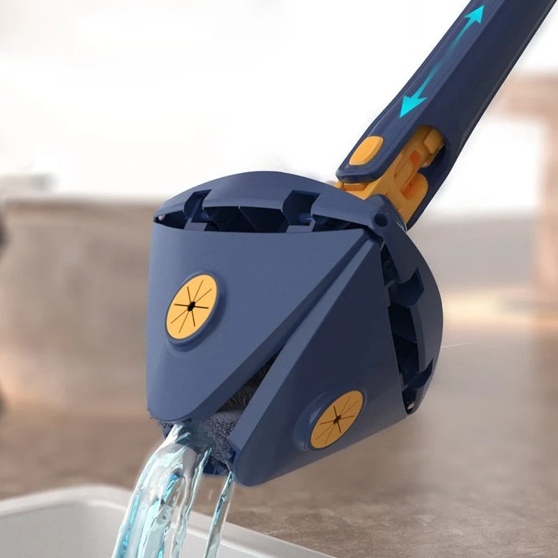 Dreieckiger Bodenwischer mit 360° Drehkopf | Mikrofaser Wischmop Set für Ecken & unter Möbeln | Teleskopstiel bis 130 cm