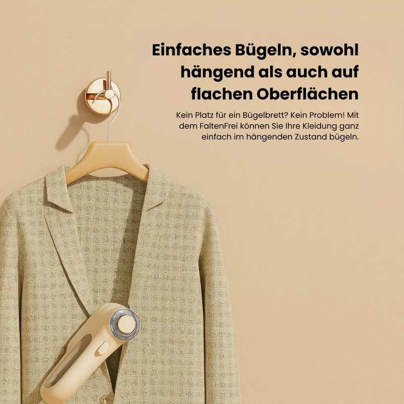 Tragbarer Dampfglätter für Kleidung | Handdampfbügler ohne Bügelbrett | 30 Min Dampfzeit, automatisch schonend | FaltenFrei