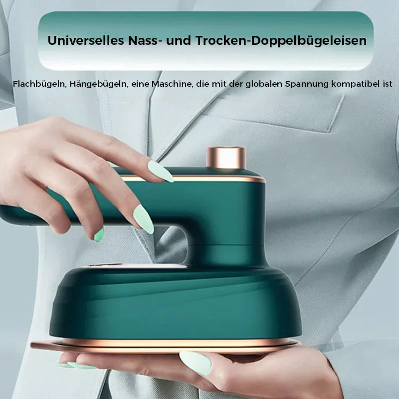 Tragbares Dampfbügeleisen 2-in-1 Nass/Trocken | 30 s Aufheizzeit, 50 ml Tank | Dreiecks-Spitze für Kragen & Knopfleisten