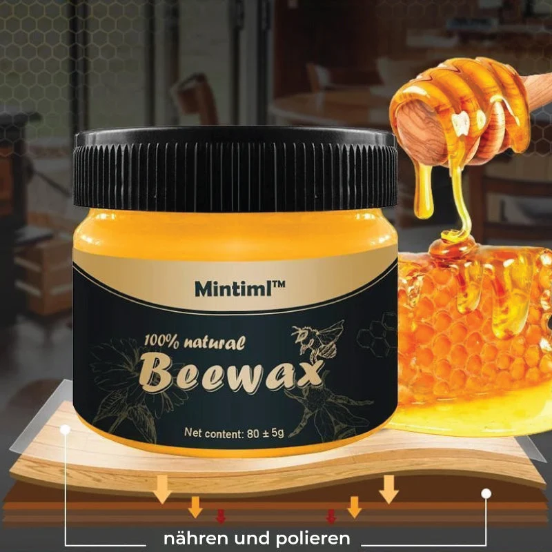 Bienenwachs Holzpflege 80 g | Natürliches Möbelpolitur-Wachs zum Reinigen & Schützen | Für behandelte Holzoberflächen, Glanz-Finish