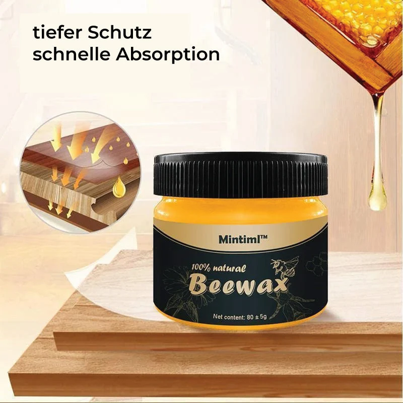 Bienenwachs Holzpflege 80 g | Natürliches Möbelpolitur-Wachs zum Reinigen & Schützen | Für behandelte Holzoberflächen, Glanz-Finish