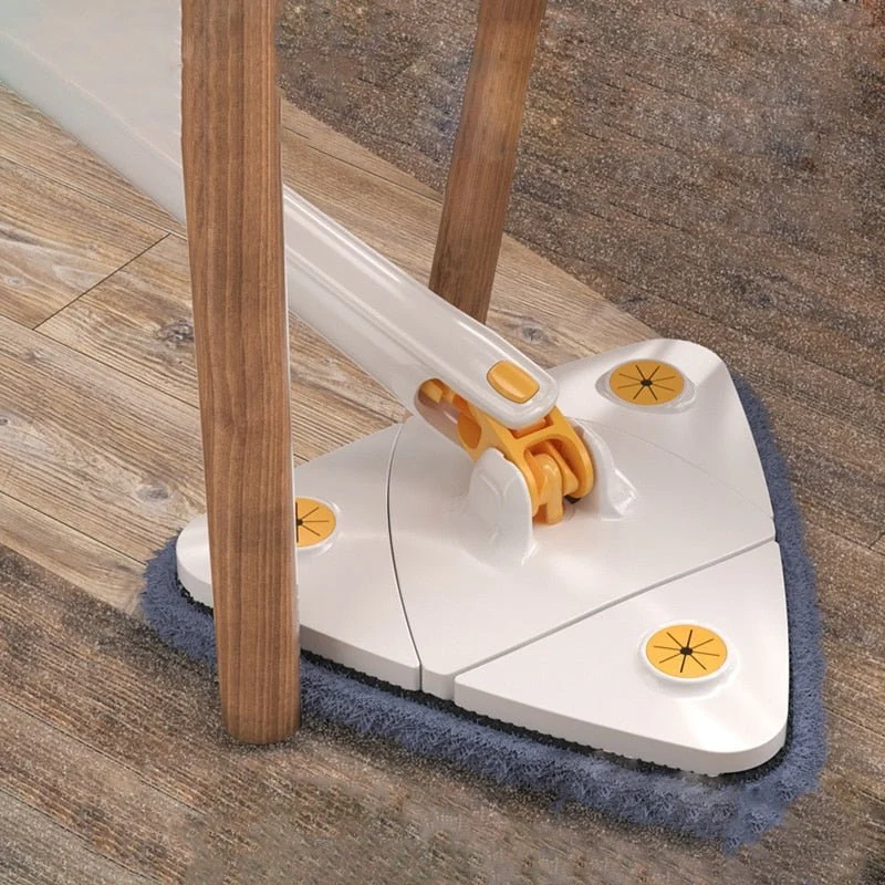 Dreieckiger Mikrofaser Wischmopp 360° | Ergonomischer Bodenwischer mit Teleskopstiel | Für Ecken & unter Möbeligungsmopp | Dreieckiger Wischmopp mit 360° Drehung | Mikrofaser