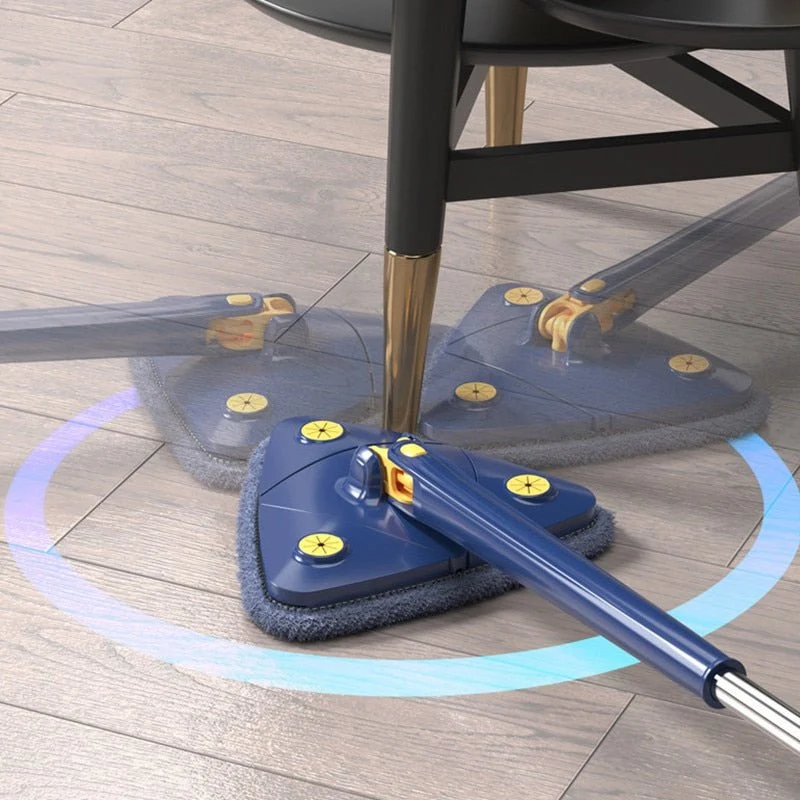 Dreieckiger Mikrofaser Wischmopp 360° | Ergonomischer Bodenwischer mit Teleskopstiel | Für Ecken & unter Möbeligungsmopp | Dreieckiger Wischmopp mit 360° Drehung | Mikrofaser