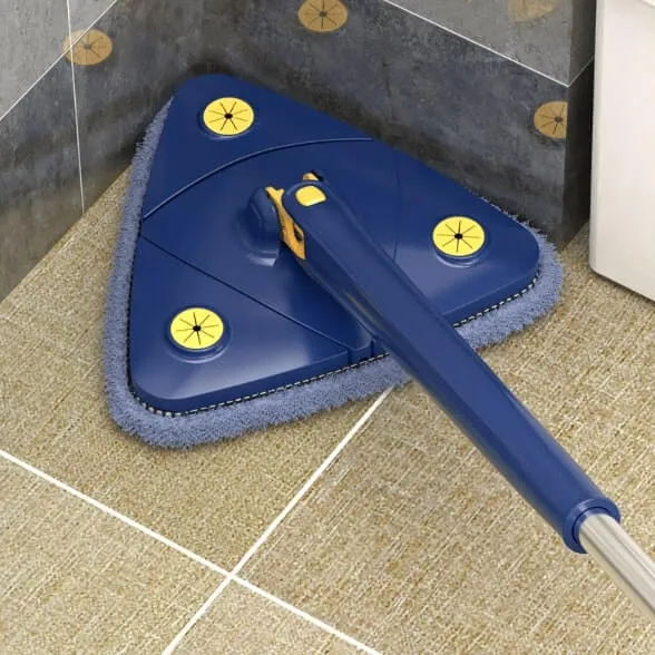 Dreieckiger Mikrofaser Wischmopp 360° | Ergonomischer Bodenwischer mit Teleskopstiel | Für Ecken & unter Möbeligungsmopp | Dreieckiger Wischmopp mit 360° Drehung | Mikrofaser