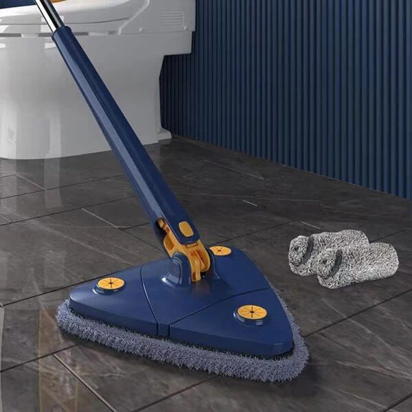Dreieckiger Mikrofaser Wischmopp 360° | Ergonomischer Bodenwischer mit Teleskopstiel | Für Ecken & unter Möbeligungsmopp | Dreieckiger Wischmopp mit 360° Drehung | Mikrofaser