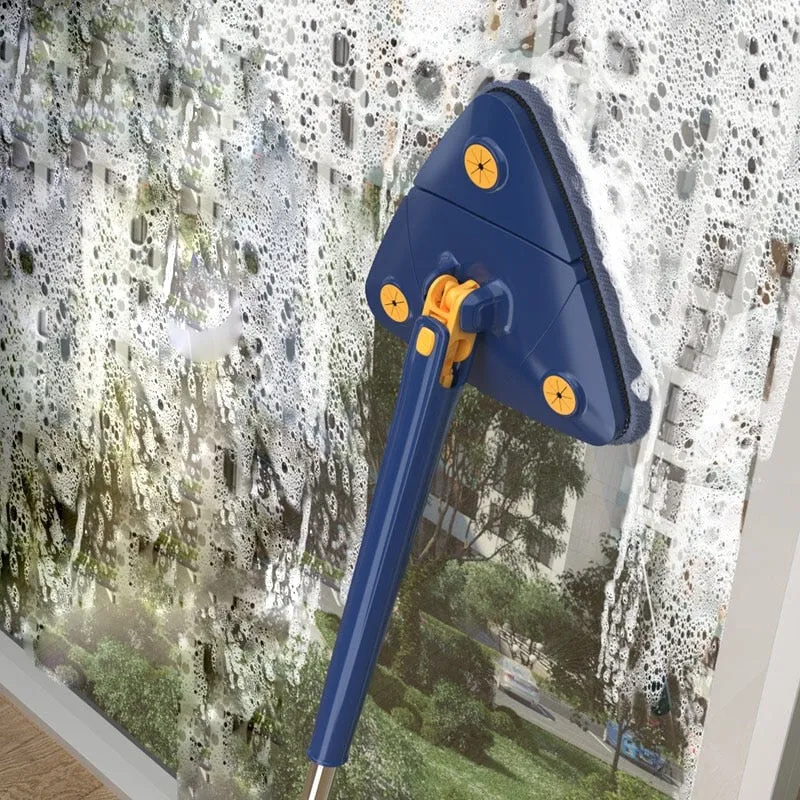 Dreieckiger Bodenwischer 360° drehbar | Mikrofaser Mopp mit langem Stiel | Für Ecken & schwer erreichbare Stellen