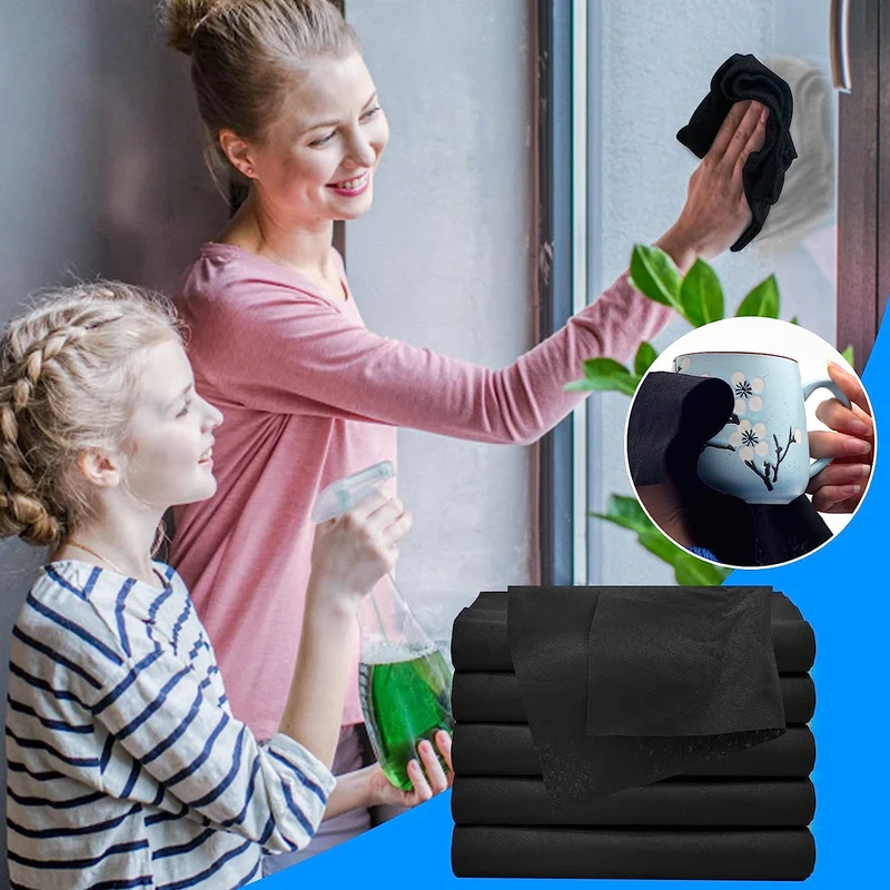 Mikrofasertücher 10er Set (5+5) | Streifenfrei & fusselfrei reinigen | Für Glas, Spiegel, Edelstahl & Auto, ca. 30×30 cmru Magisches Reinigungstuch für strahlende Sauberkeit (5+5 gratis)