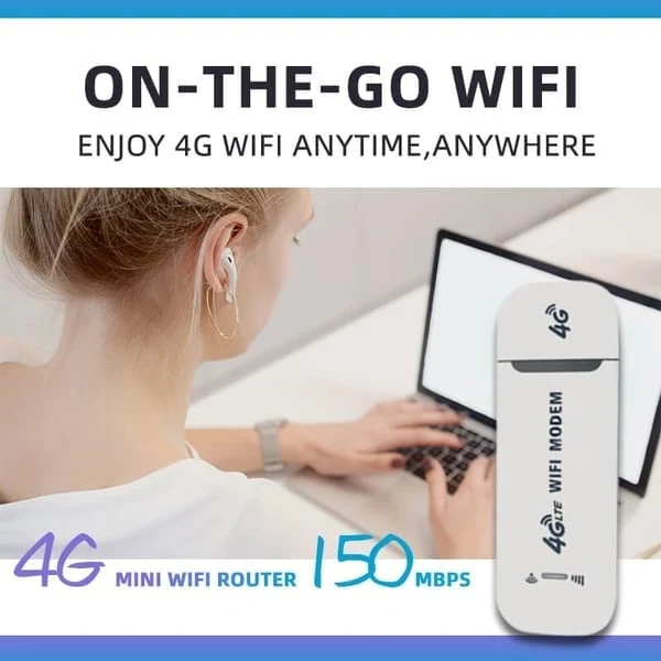 4G LTE USB WLAN Router | Hotspot für bis zu 10 Geräte, 150 Mbit/s | Plug & Play für Reise, Auto, Home-Office