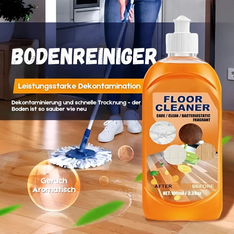 Holzbodenreiniger 100 ml entfernt Flecken & Schmutz | Für Holz, Fliesen, Möbel & Marmor | Frischer Zitronenduft