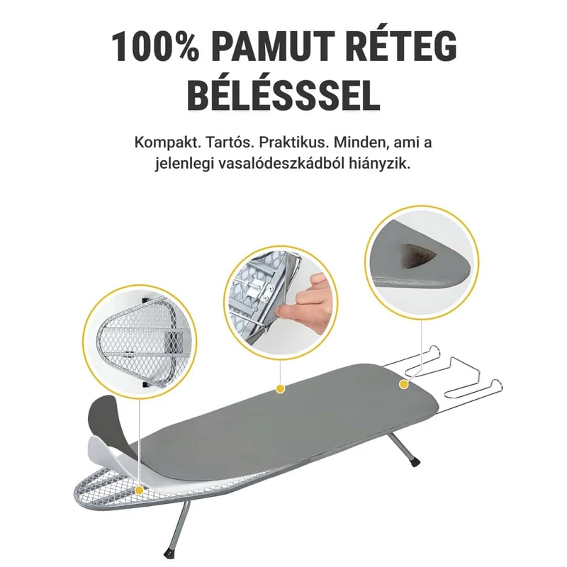 Faltbares Bügelbrett 81 × 30 cm | Kompakt für Reisen & kleine Räume | Mit Bügeleisenablage