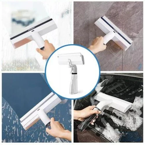 Fensterreiniger mit Sprühfunktion, Abzieher & Schmutzwasserbehälter | Streifenfreies Glas in einem Arbeitsgang | Für Fenster, Spiegel & Duschwände