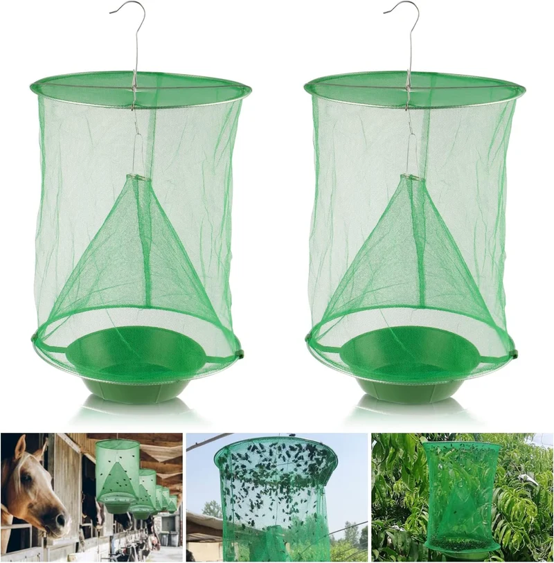 Chemiefreie Fliegenfalle zum Aufhängen | Lockstoff rein, fängt tausende Fliegen | Für Küche, Garten, Stall & Restaurant | TrapSavage 1+1 Gratis