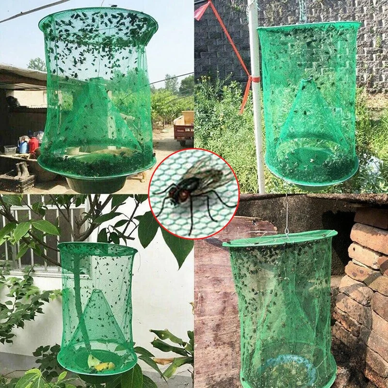 Chemiefreie Fliegenfalle zum Aufhängen | Lockstoff rein, fängt tausende Fliegen | Für Küche, Garten, Stall & Restaurant | TrapSavage 1+1 Gratis