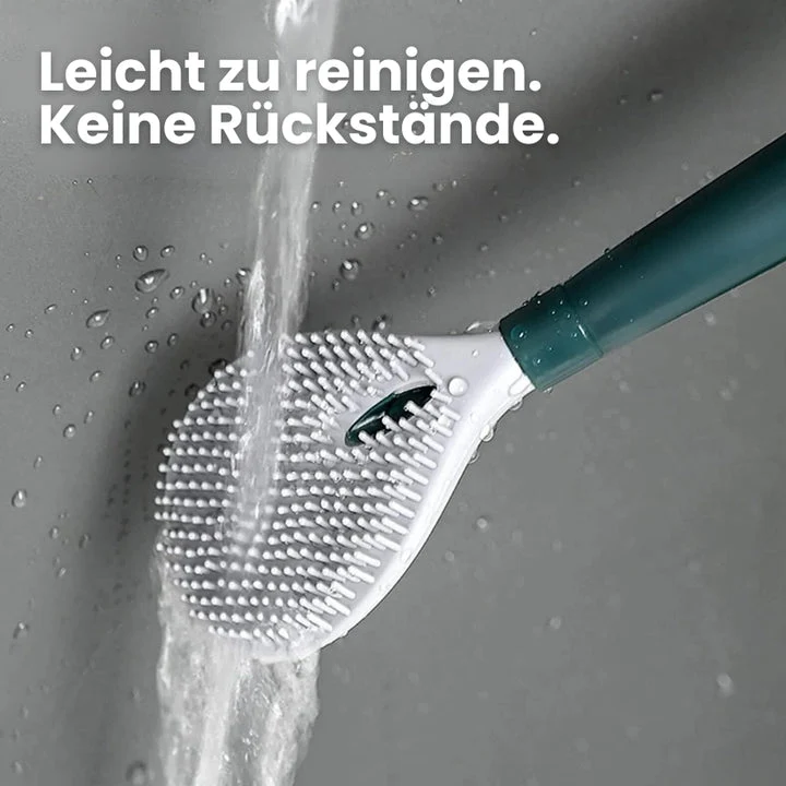 WC-Bürste mit Flüssigkeitsspender & Wandhalter | Flexibler Rundum-Bürstenkopf | Belüfteter Halter gegen Geruch | Grün/Weiß