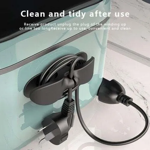 Kabelorganizer für Küchengeräte | Selbstklebendes Gummi hält Kabel sauber aufgerollt | Schwarz/Weiß/Grau