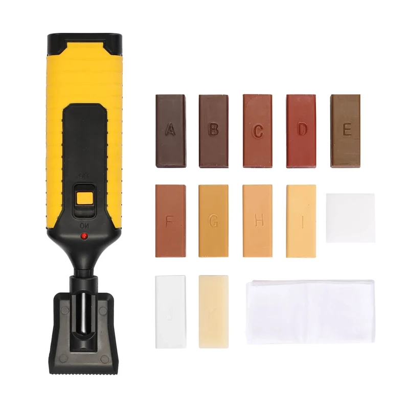 Holz Reparatur Set | 11 Wachsstifte & Werkzeug | Möbel & Laminat Kratzer ausbessern