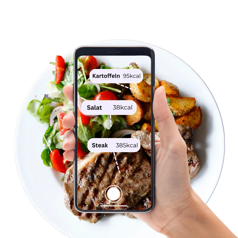 Intelligente Küchenwaage | Mit App & KI-Lebensmittelerkennung | Präzises Kalorien-Tracking