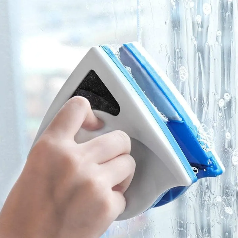 Fensterreinigungsgerät streifenfrei | Glasreiniger Handgerät KristallKlar Technologie | ergonomischer Fensterwischer für Spiegel & Dusche