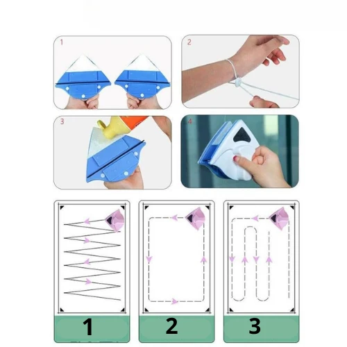 Fensterreinigungsgerät streifenfrei | Glasreiniger Handgerät KristallKlar Technologie | ergonomischer Fensterwischer für Spiegel & Dusche