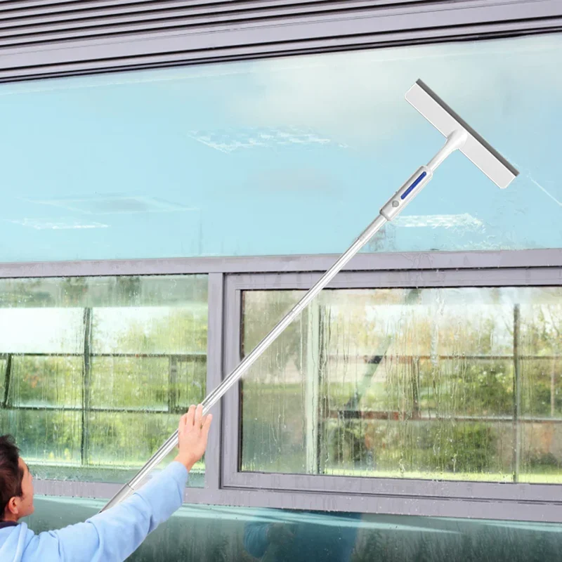 Fensterreiniger doppelseitig | Mit Teleskopstange & Sprühfunktion | Mikrofaser & Kunststoff | Für Innen & Außen