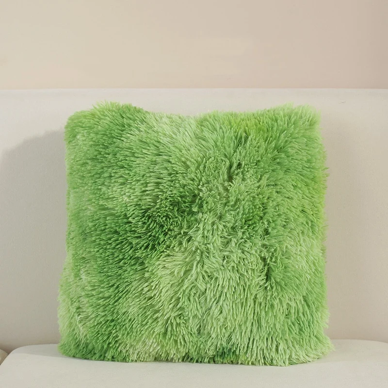 Solid Soft Fluffy Cushion Cover Decorative Sofa Pillow Cover Home Pillowcase White Pink Gray Shaggy Fur Cushion Cover 43x43cm