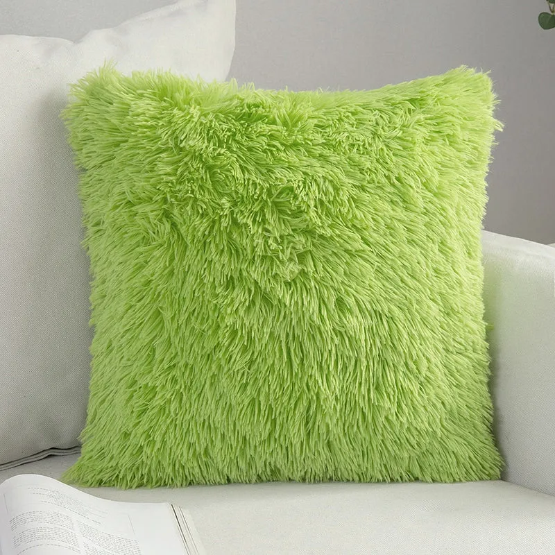 Solid Soft Fluffy Cushion Cover Decorative Sofa Pillow Cover Home Pillowcase White Pink Gray Shaggy Fur Cushion Cover 43x43cm