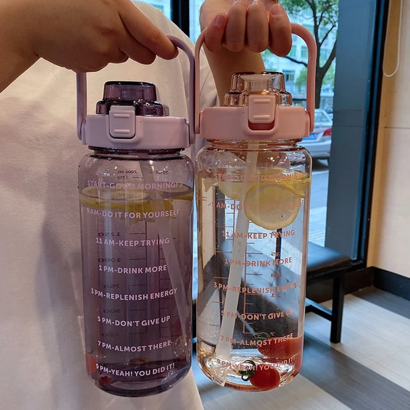 Wasserflasche 2 Liter | BPA-frei & Auslaufsicher | Mit Tragegriff & Messskala