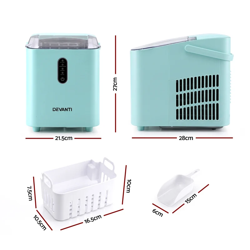 Devanti 12KG Ice Maker Machine Bullet Ice Cube Portable Green
