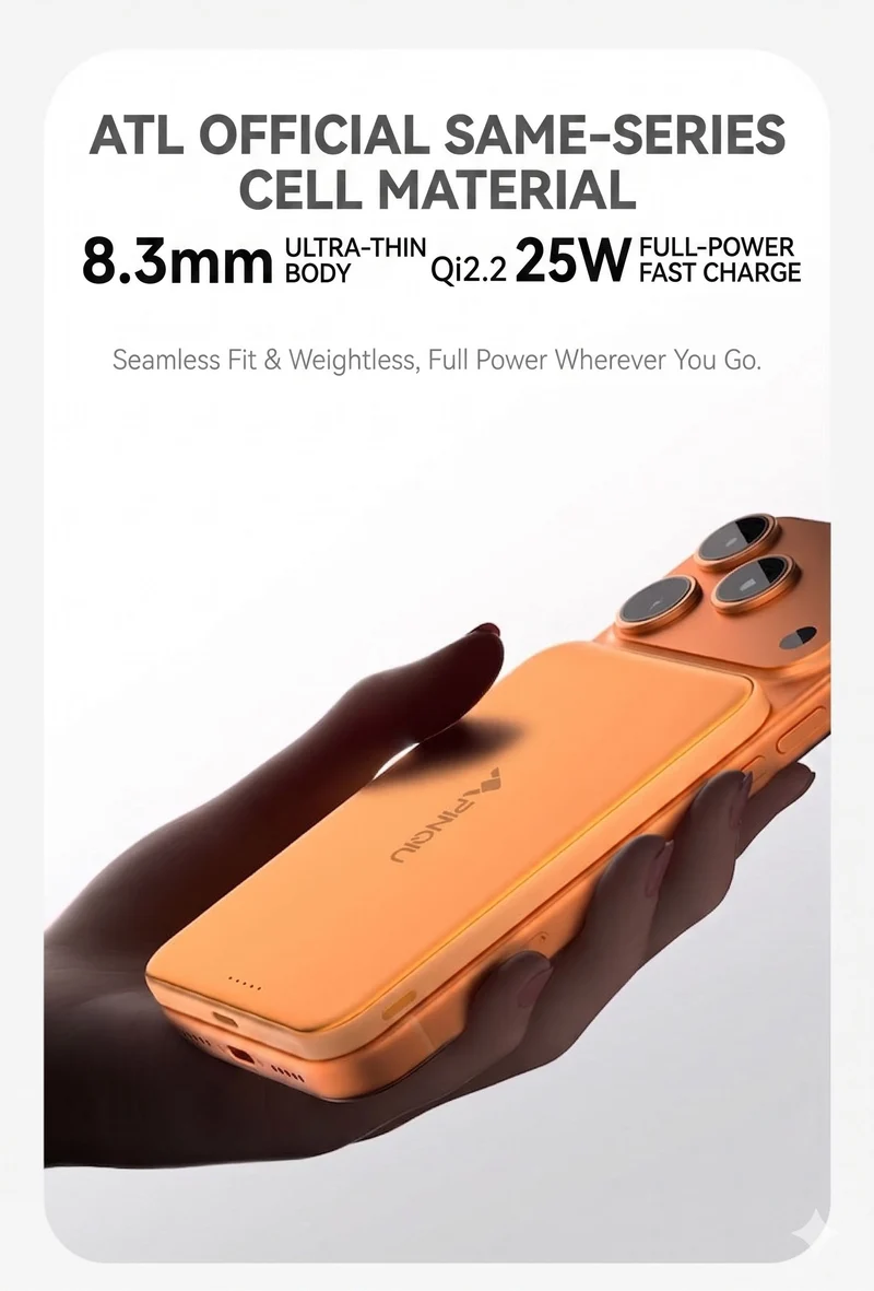 Pinqiu SolidX 5000mAh Magnetic Wireless Qi2 Power Banks