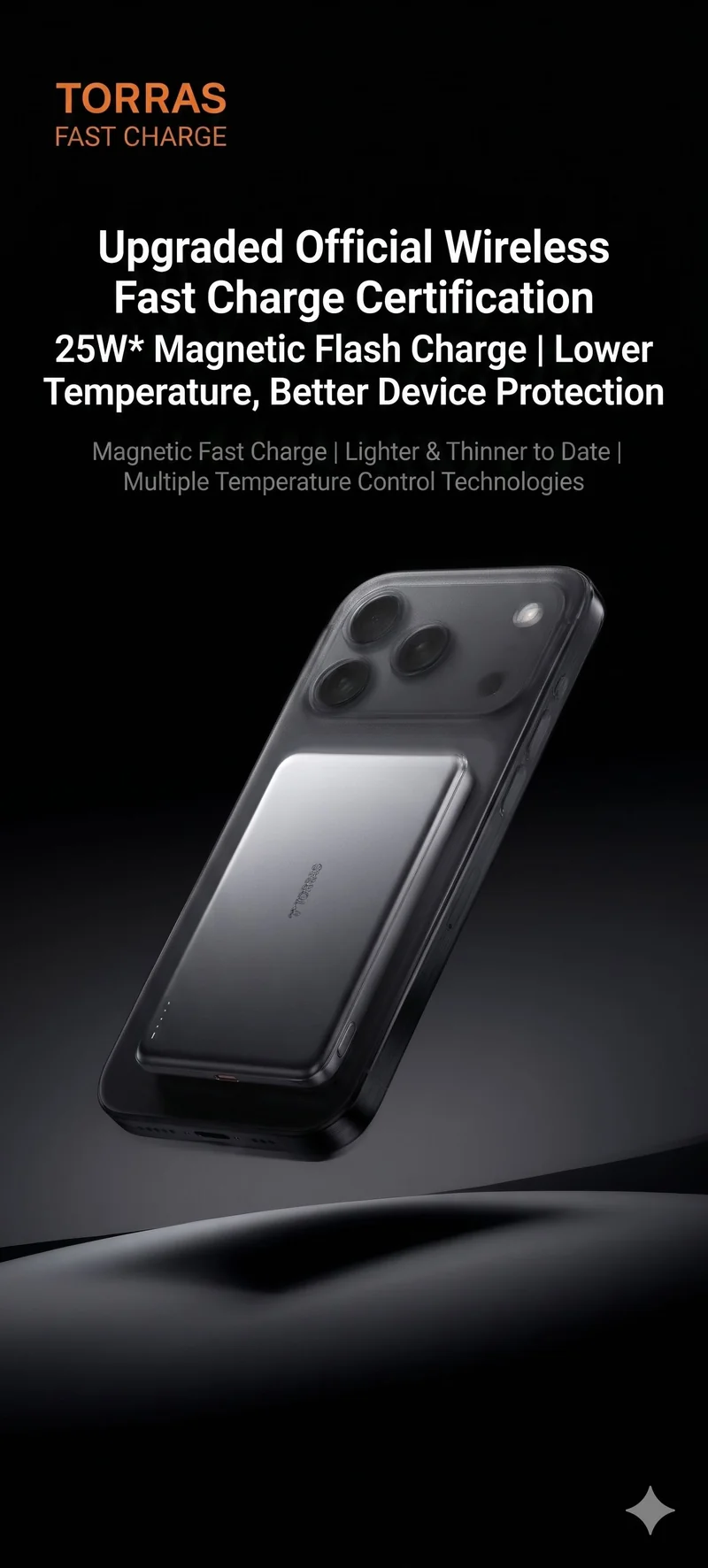 TORRAS-JP 10000mAh Go-Minimag Qi2 Certified Lightweight and Compact Mobile Battery