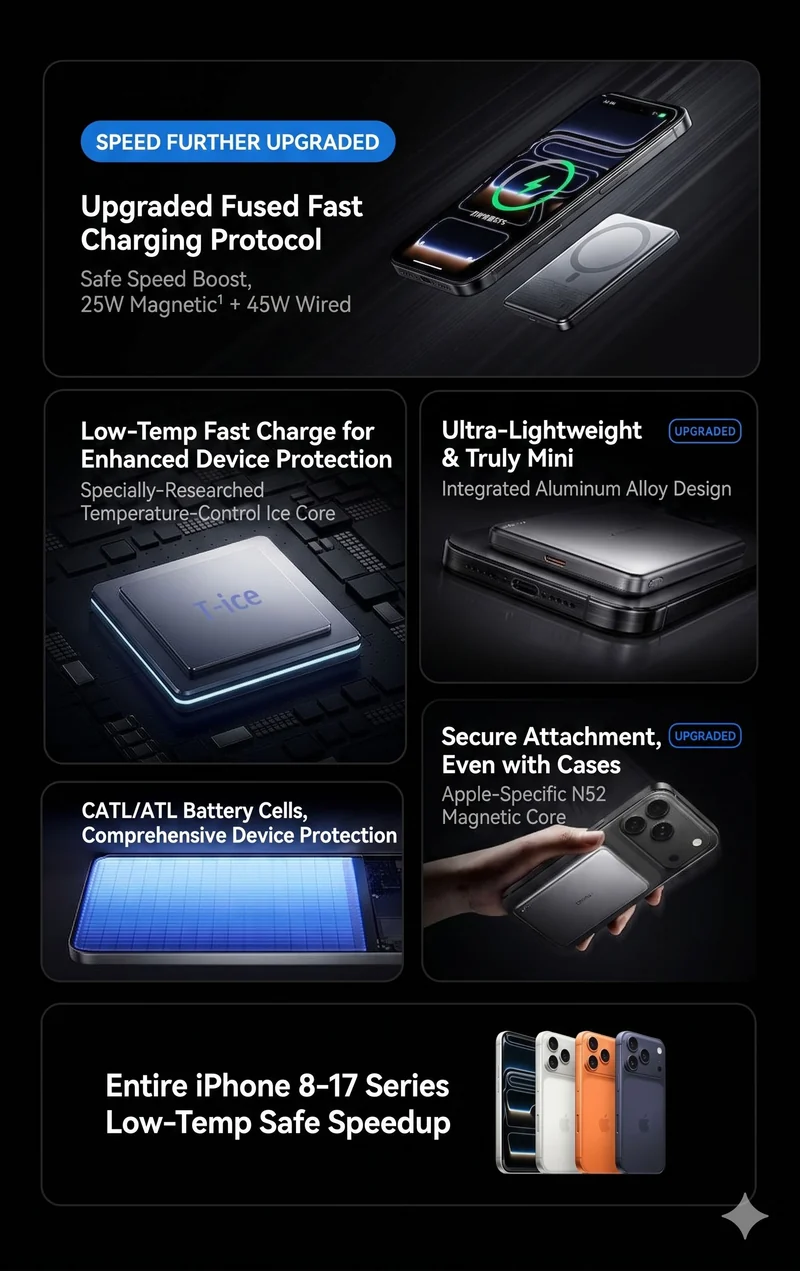 TORRAS-JP 10000mAh Go-Minimag Qi2 Certified Lightweight and Compact Mobile Battery