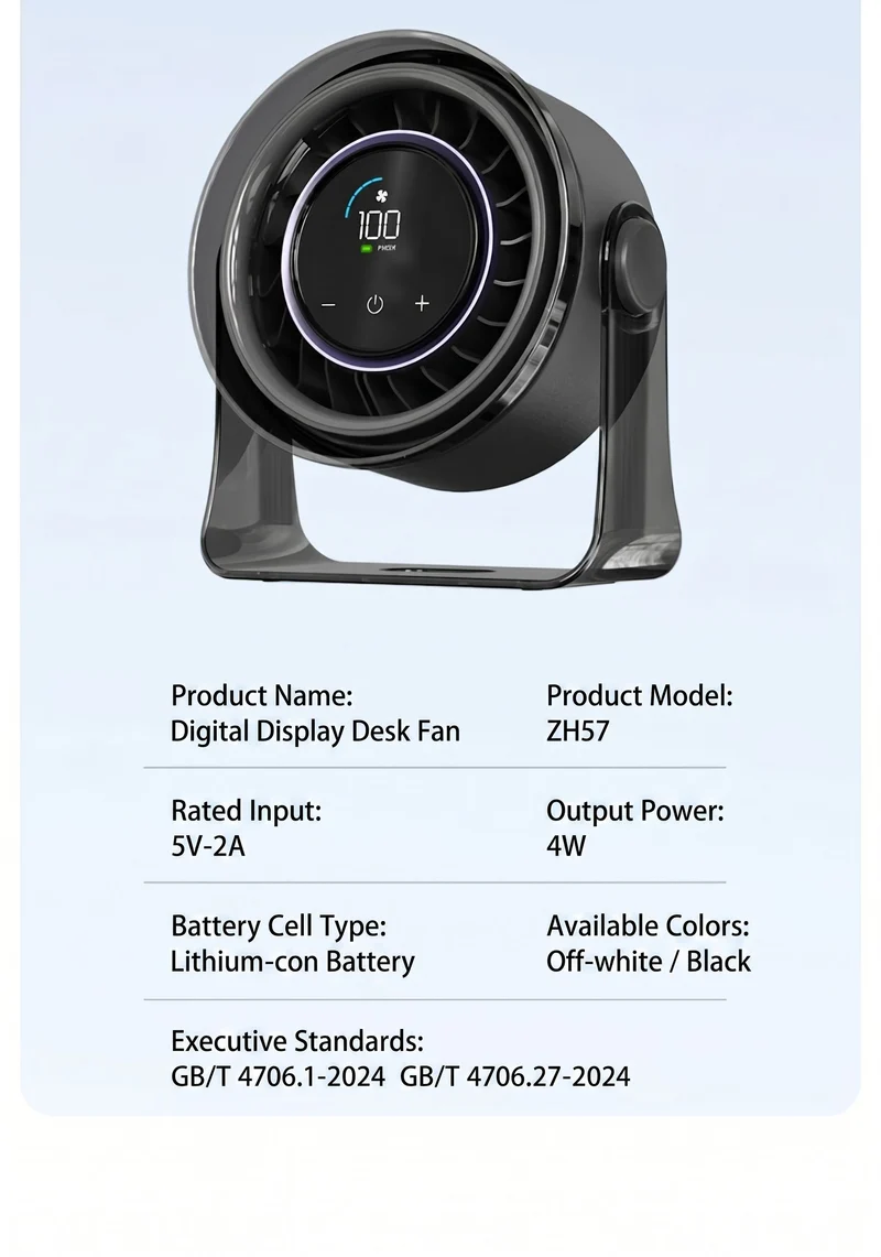 Furper Digital Display Desktop & Wall-Mounted Cooling Fan