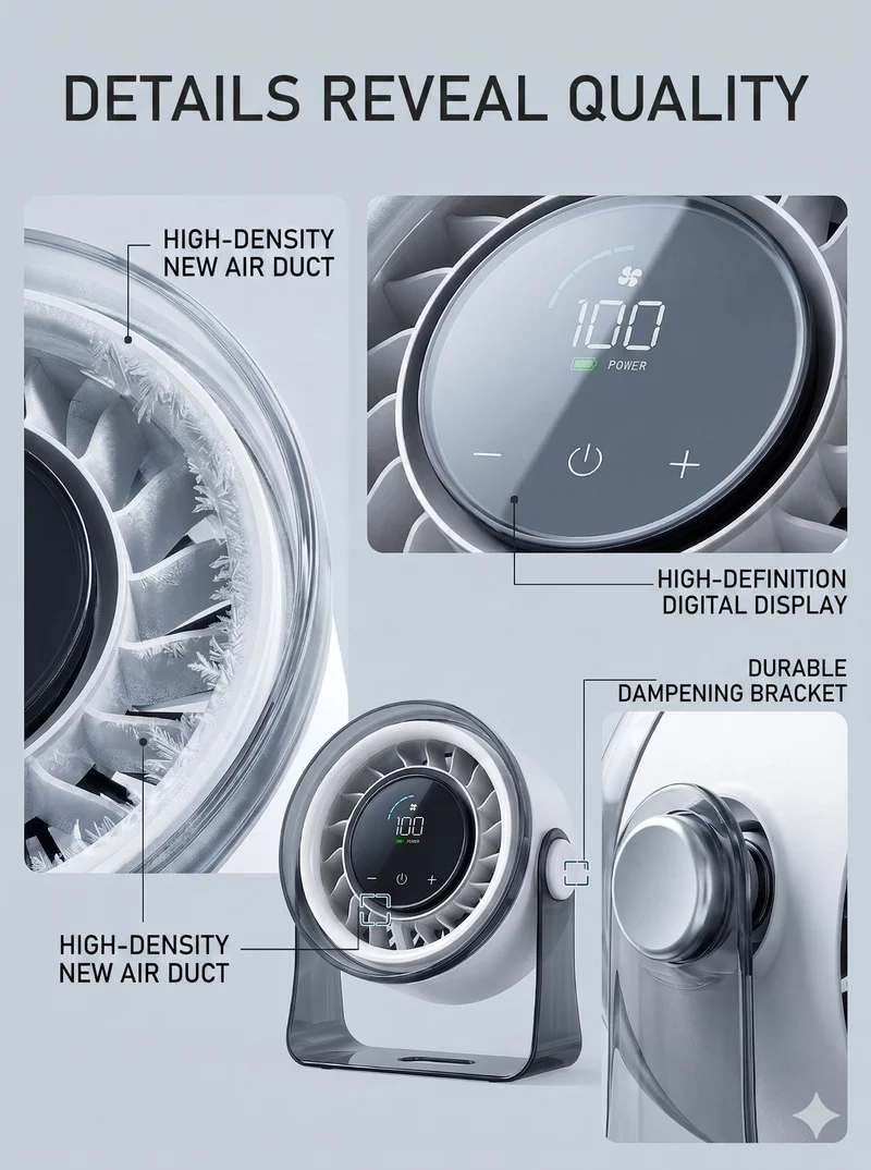 Furper Digital Display Desktop & Wall-Mounted Cooling Fan