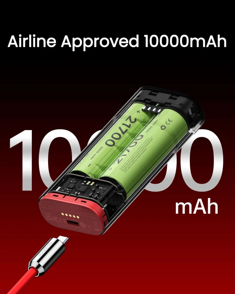 SHARGE Pouch Power Bank 10000 mAh 3-in-1 Portable Charger, SUPERVOOC 55W & PD 40W USB C Fast Charging