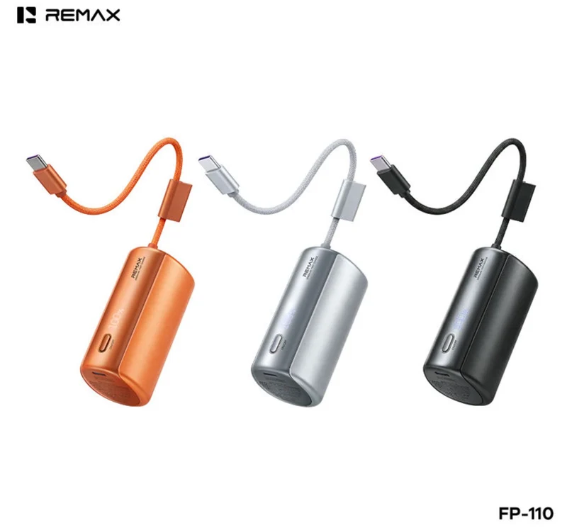 Remax FP-110 Built-in Type-C Cable 10000mAh QC22.5W Fast Charging Mini Power Bank