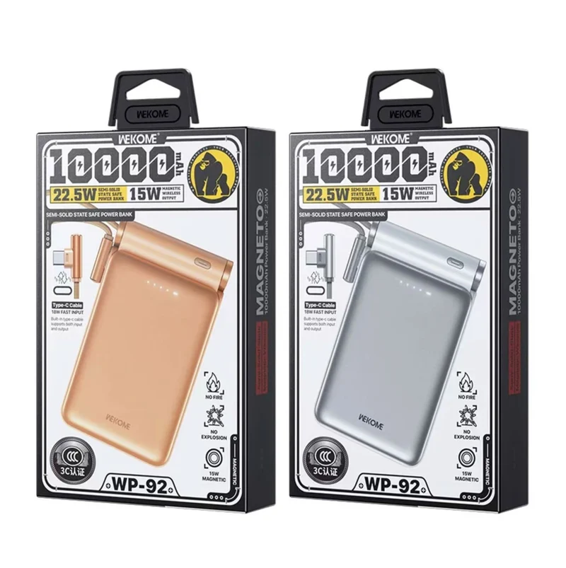 WEKOME Semi-Solid Magnetic Power Bank 10,000mAh 15W Wireless 22.5W Fast Charger