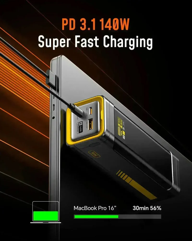 AOHI The Future Starship 240W 27,600mAh LED Display Power Bank with 140W C-C Cable